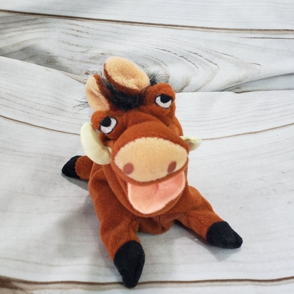 Vintage Disney Pumbaa The Lion King Bean Plush 6 Inch Derpy Open Mouth Wart Hog - Picture 2 of 10